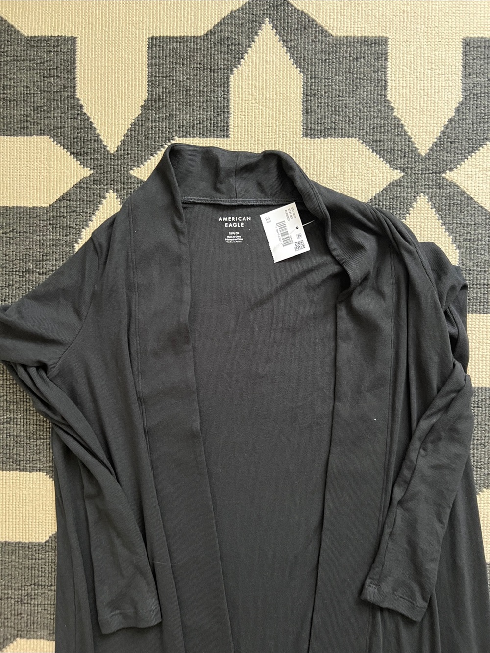 American Eagle AE Black Open Front Duster Cardigan - Picture 4 of 5